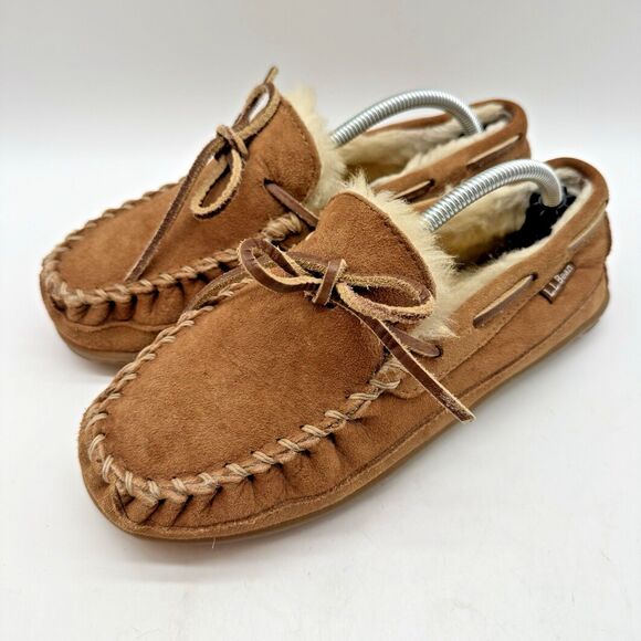 L.L. Bean Shoes - L.L. Bean Wicked Good Moccasins Women's 6M Brown Suede Sherpa Lined Slippers